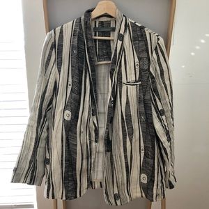 Raquel Allegra Abstract Lines Linen Blazer